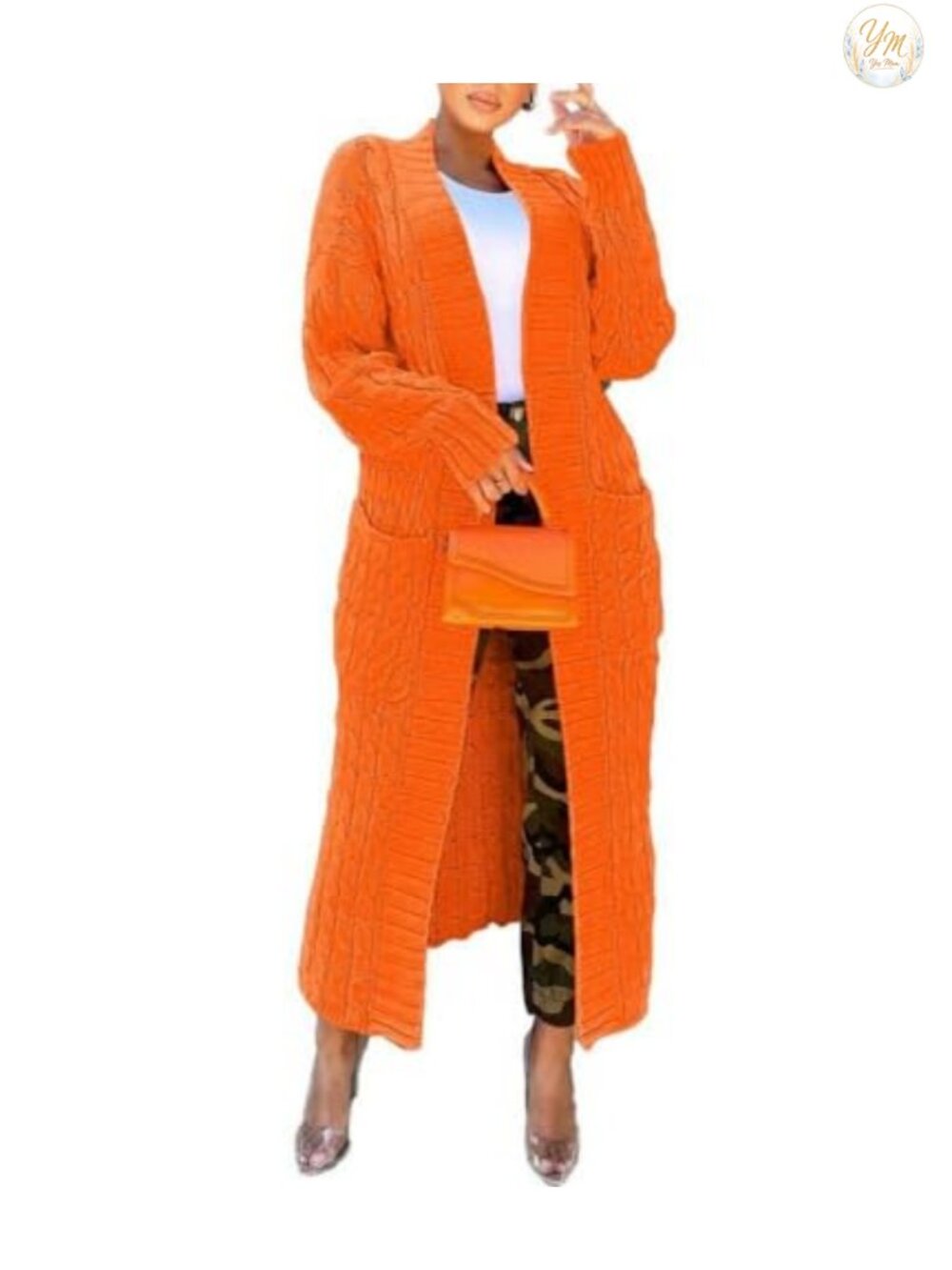 Women's Cable Knit Cardigan Long Sleeve Chunky Open Front Sweater Coat with
